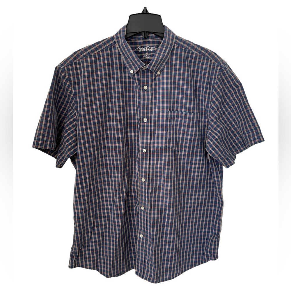 Eddie Bauer Legend Wash Button Down Long Sleeve Shirt XL Plaid Collar Pockets